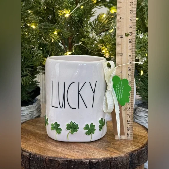 🍀 Brand NEW w/Tags Rae Dunn LUCKY Mug w/Four-Leaf Clover Border - Spring 2025 🍀 - Picture 6 of 10